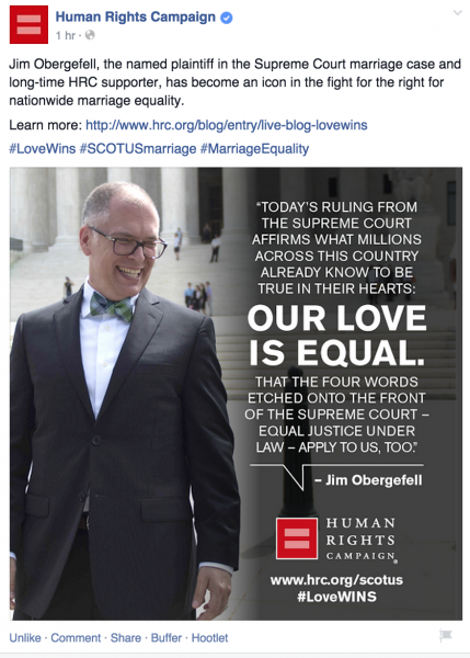 Fb post https://www.facebook.com/humanrightscampaign/posts/10153468409773281